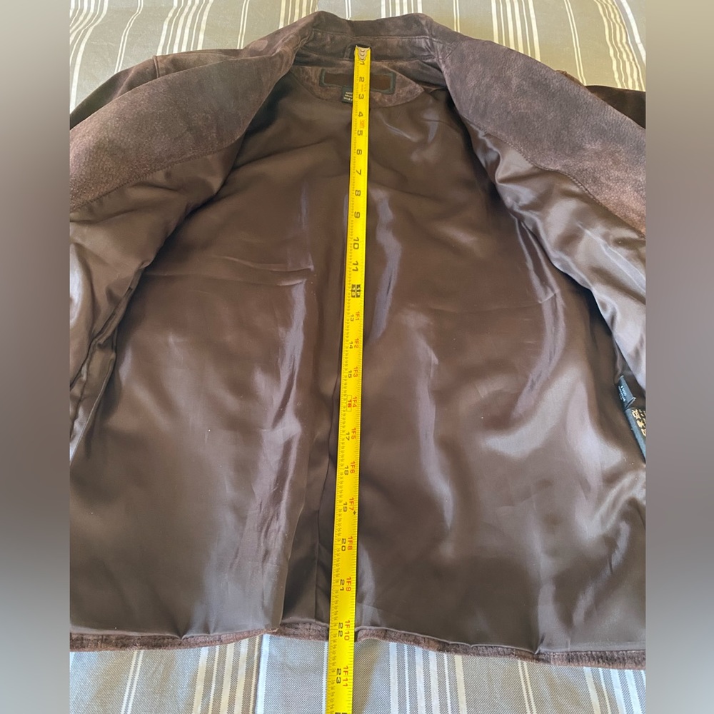 Siena Suede Jacket Womans Size 4 Brown Leather 2 Button Pockets Y2K Vintage - Picture 7 of 16